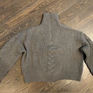 NAADAM Cable Knit Quarter Zip Wool + Cashmere Sweater - XL
